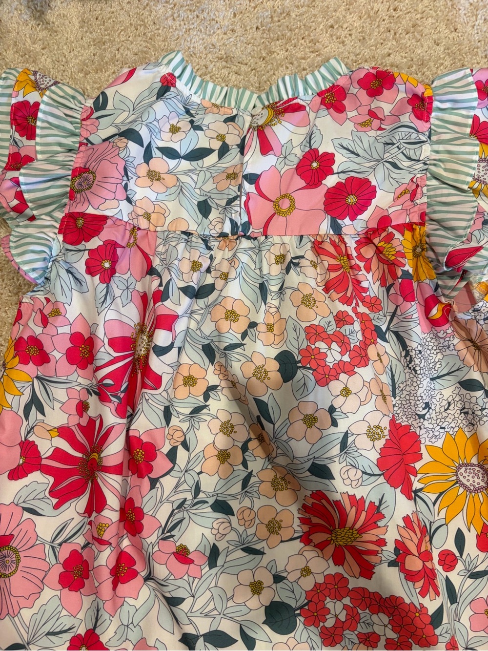 Women’s Floral Ruffle Top - Pink Multi - Picture 3 of 3